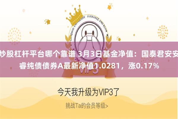 炒股杠杆平台哪个靠谱 3月3日基金净值：国泰君安安睿纯债债券A最新净值1.0281，涨0.17%