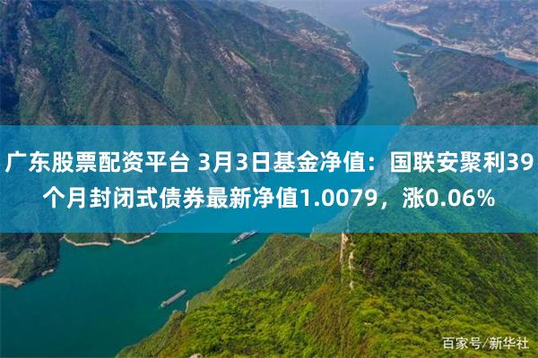 广东股票配资平台 3月3日基金净值：国联安聚利39个月封闭式债券最新净值1.0079，涨0.06%
