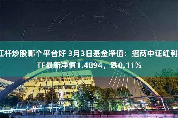 杠杆炒股哪个平台好 3月3日基金净值：招商中证红利ETF最新净值1.4894，跌0.11%