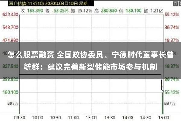 怎么股票融资 全国政协委员、宁德时代董事长曾毓群：建议完善新型储能市场参与机制