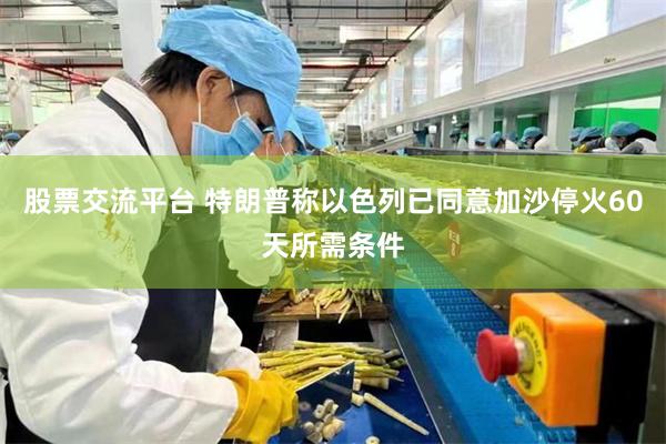 股票交流平台 特朗普称以色列已同意加沙停火60天所需条件