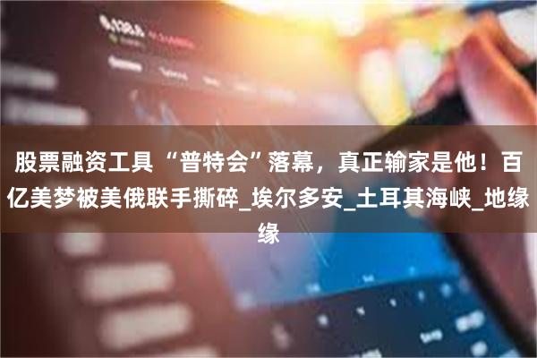 股票融资工具 “普特会”落幕，真正输家是他！百亿美梦被美俄联手撕碎_埃尔多安_土耳其海峡_地缘