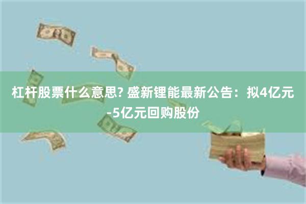 杠杆股票什么意思? 盛新锂能最新公告：拟4亿元-5亿元回购股份