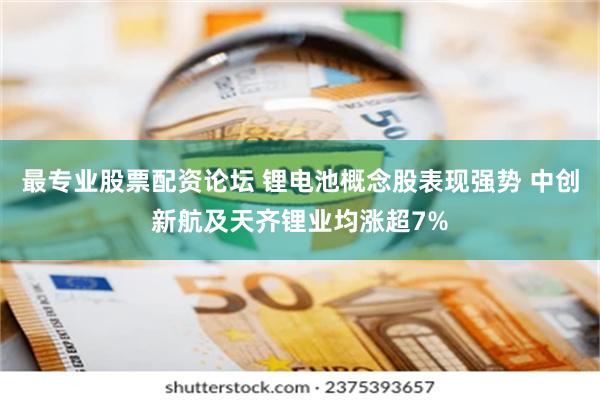 最专业股票配资论坛 锂电池概念股表现强势 中创新航及天齐锂业均涨超7%