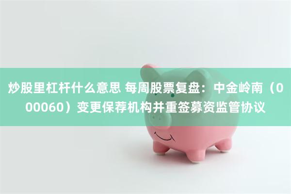 炒股里杠杆什么意思 每周股票复盘:中金岭南(000060)变更保荐机构并重签募资监管协议