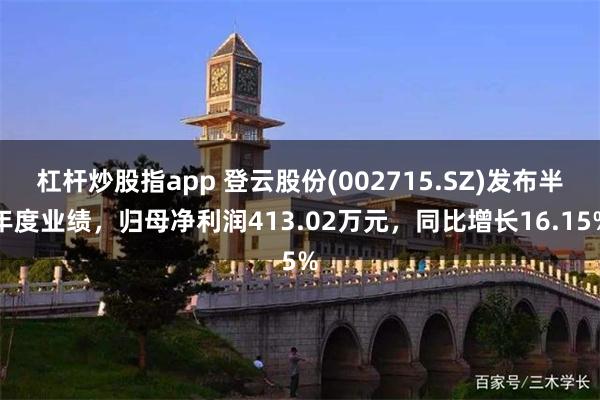 杠杆炒股指app 登云股份(002715.SZ)发布半年度业绩，归母净利润413.02万元，同比增长16.15%