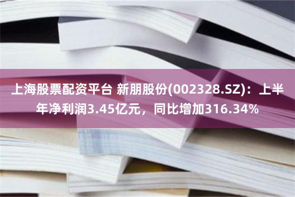 上海股票配资平台 新朋股份(002328.SZ)：上半年净利润3.45亿元，同比增加316.34%