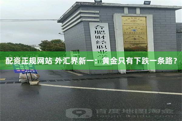配资正规网站 外汇界新一：黄金只有下跌一条路？