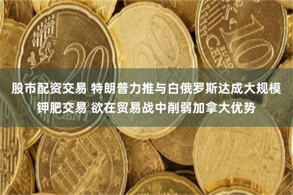 股市配资交易 特朗普力推与白俄罗斯达成大规模钾肥交易 欲在贸易战中削弱加拿大优势